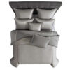 Loi 7pc Queen Comforter Set with Pillows, Shams Reversible Gray Silver