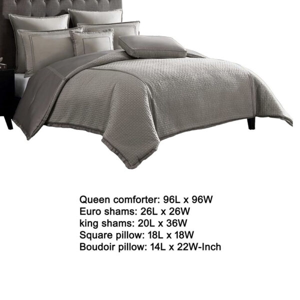 Loi 7pc Queen Comforter Set with Pillows, Shams Reversible Gray Silver