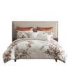 Jenya 5pc Queen Size Comforter Set with Shams, Floral Print White