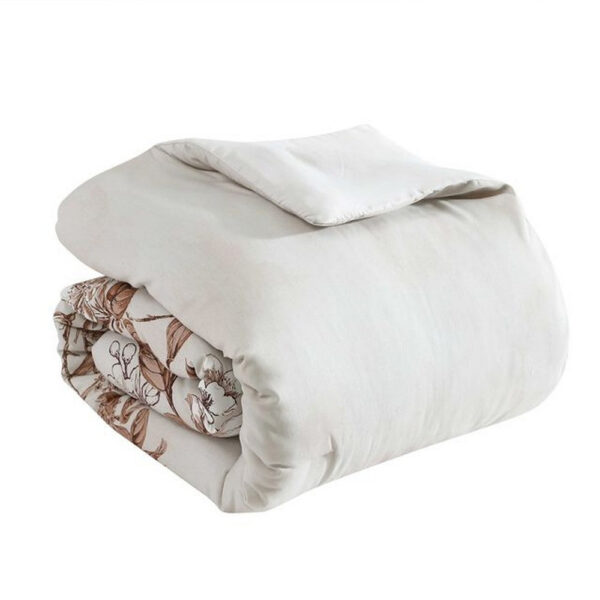 Jenya 5pc Queen Size Comforter Set with Shams, Floral Print White