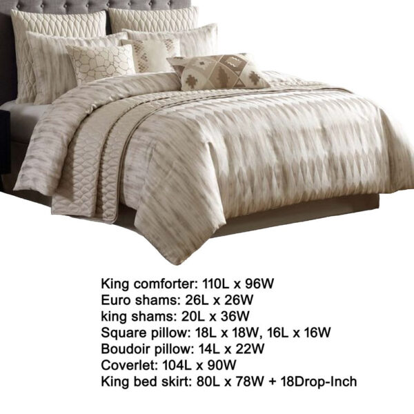 Rely 10pc Coverlet King Size Comforter Set, Woven Jacquard, Ivory
