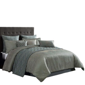 Mely 10pc Coverlet Queen Comforter Set, Shams, Green Woven Jacquard