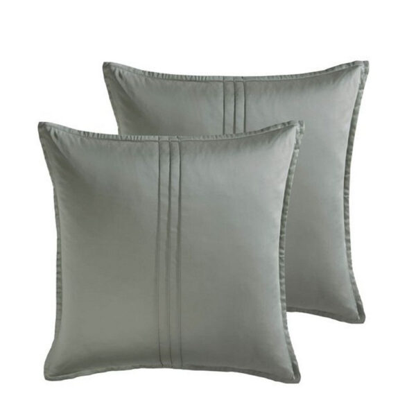 Keo 8pc Queen Comforter Set, Reversible, Shams, Sage Gray Silky Fabric