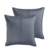 Keo 8pc Queen Comforter Set, Reversible, Shams Smoke Blue Silky Fabric