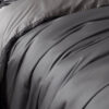 Keo 8pc Queen Comforter Set, Reversible, Shams, Dark Gray Silky Fabric