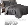Keo 8pc Queen Comforter Set, Reversible, Shams, Dark Gray Silky Fabric