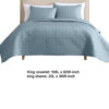 Keo 3pc King Coverlet Set, Reversible, Shams Sky Blue Silky Fabric