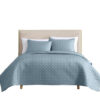 Keo 3pc Queen Coverlet Set, Reversible, Shams, Sky Blue Silky Fabric