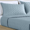 Keo 3pc Queen Coverlet Set, Reversible, Shams, Sky Blue Silky Fabric