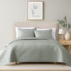 Keo 3pc King Coverlet Set, Reversible, Shams, Sage Gray Silky Fabric