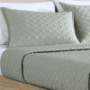 Keo 3pc Queen Coverlet Set, Reversible, Shams, Sage Gray Silky Fabric