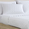 Keo 3pc Queen Coverlet Set, Reversible, Shams, White Silky Fabric