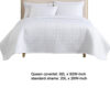Keo 3pc Queen Coverlet Set, Reversible, Shams, White Silky Fabric