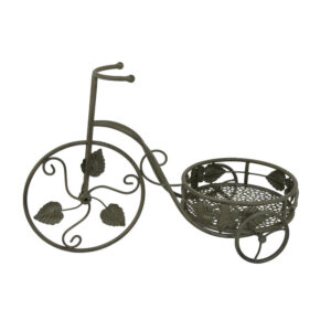 Covey Accent Plant Stand Tricycle, 2 Round Pots, Green Metal 21 Inch