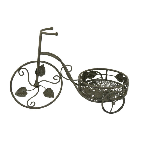 Covey Accent Plant Stand Tricycle, 2 Round Pots, Green Metal 21 Inch