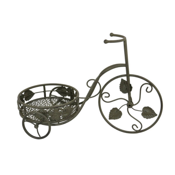 Covey Accent Plant Stand Tricycle, 2 Round Pots, Green Metal 21 Inch