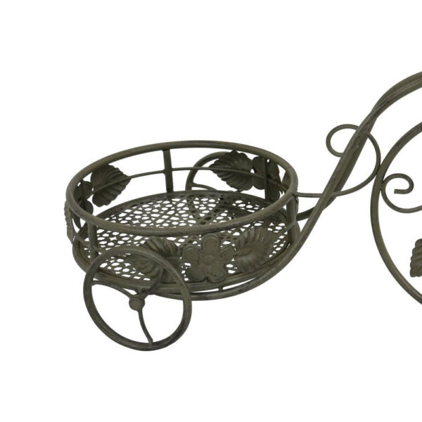Covey Accent Plant Stand Tricycle, 2 Round Pots, Green Metal 21 Inch