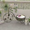 Covey Accent Plant Stand Tricycle, 2 Round Pots, Green Metal 21 Inch