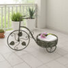 Covey Accent Plant Stand Tricycle, 2 Round Pots, Green Metal 21 Inch