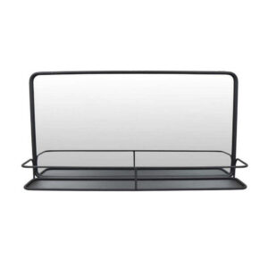 Feno Decorative Wall Mirror, 30 Inch Landscape Black Metal Frame