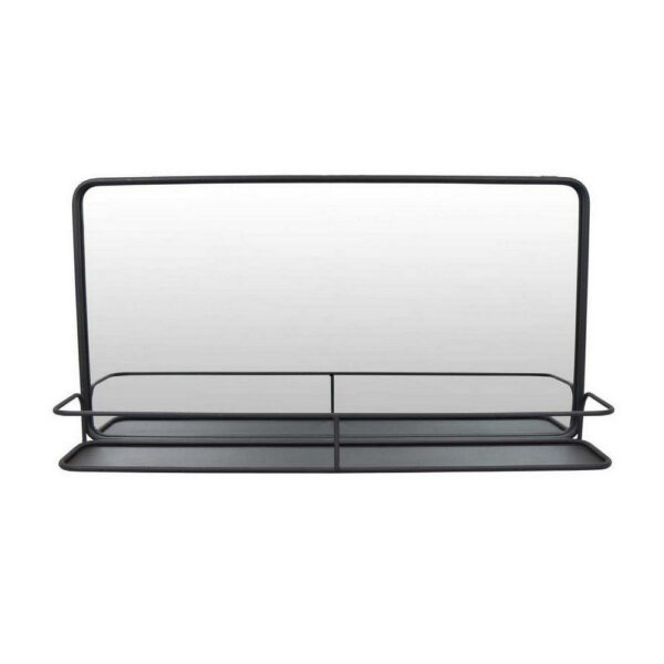 Feno Decorative Wall Mirror, 30 Inch Landscape Black Metal Frame