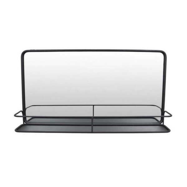 Feno Decorative Wall Mirror, 30 Inch Landscape Black Metal Frame