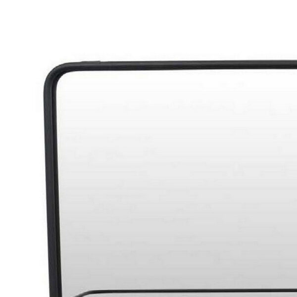 Feno Decorative Wall Mirror, 30 Inch Landscape Black Metal Frame