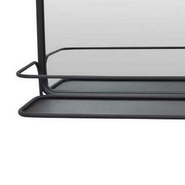 Feno Decorative Wall Mirror, 30 Inch Landscape Black Metal Frame