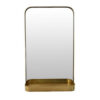 Feno Decorative Wall Mirror w Rack, Portrait Style 30 Inch Gold Metal