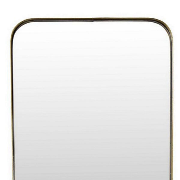 Feno Decorative Wall Mirror w Rack, Portrait Style 30 Inch Gold Metal