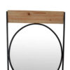 Feno Decorative Wall Mirror w Rack, 30 Inch Round Black Metal Frame