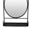 Feno Decorative Wall Mirror w Rack, 30 Inch Round Black Metal Frame