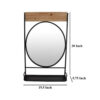 Feno Decorative Wall Mirror w Rack, 30 Inch Round Black Metal Frame