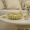 Zoma Accent Bowl, 16 Inch Raised Rounded Edges, Gold Ceramic Body