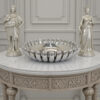 Zoma Accent Bowl, 16 Inch Raised Rounded Edges, Silver Ceramic Body