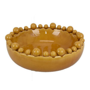 Saul Decorative Bowl, 16 Inch Yellow Ceramic Body, Bubble Design Edges