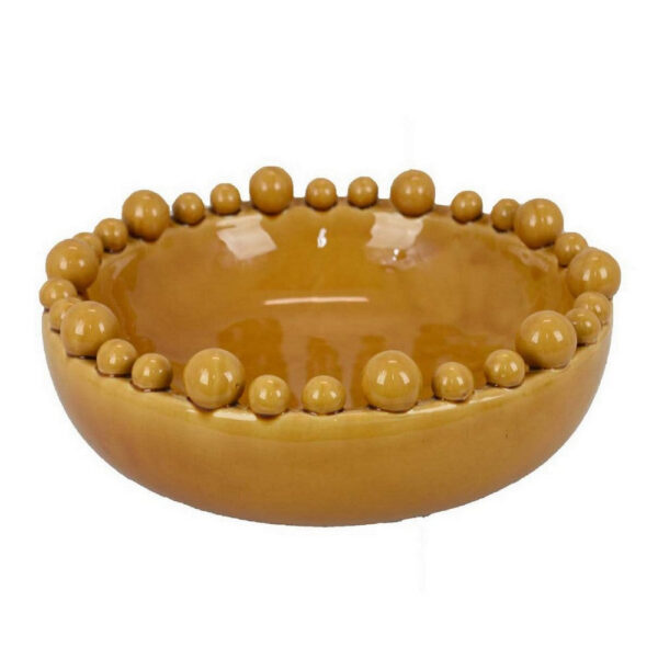 Saul Decorative Bowl, 16 Inch Yellow Ceramic Body, Bubble Design Edges
