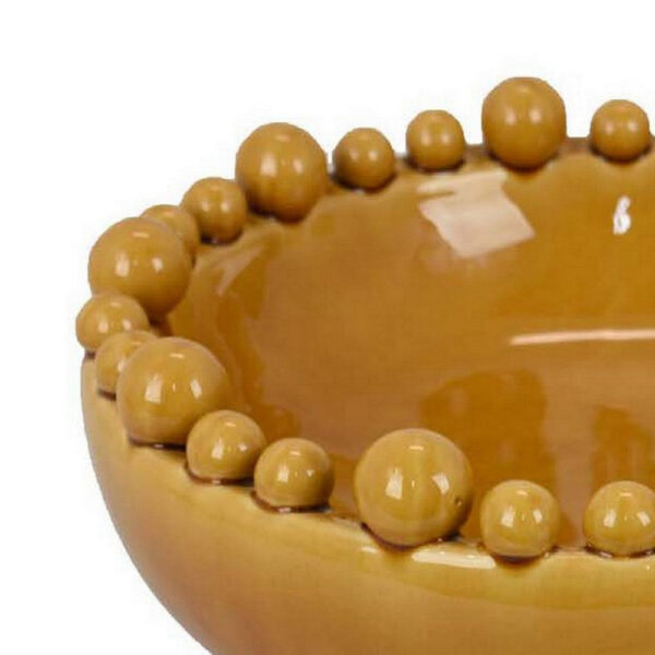 Saul Decorative Bowl, 16 Inch Yellow Ceramic Body, Bubble Design Edges