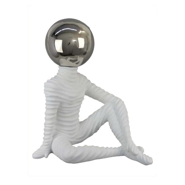 Accent Decor Statuette, 21 Inch White Ceramic, Sitting Astronaut