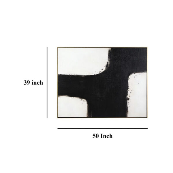 Leila Wall Art Decor, Black and White Minimalist Framed Canvas, 39x50