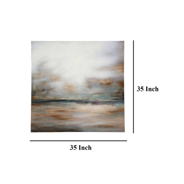Lipa Wall Art, 35x35 Square Framed Abstract Landscape, Gray Brown