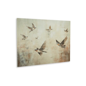Accent Wall Decor, 36x48, Brown Hand Painted Canvas, Flocking Birds
