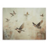 Accent Wall Decor, 36x48, Brown Hand Painted Canvas, Flocking Birds