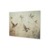 Accent Wall Decor, 36x48, Brown Hand Painted Canvas, Flocking Birds