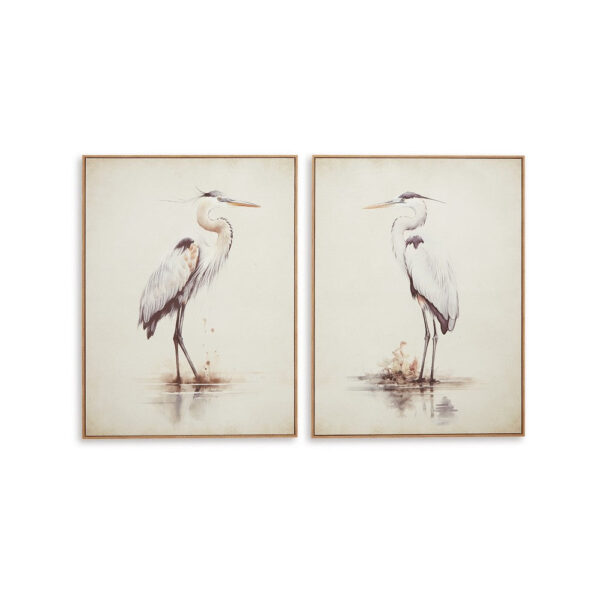 Accent Framed Wall Art Set of 2, 30x40, Painted Canvas of Heron Birds