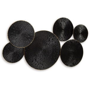 Decorative Wall Art, Geometric Metal Sculpture 21x36 Black and Gold