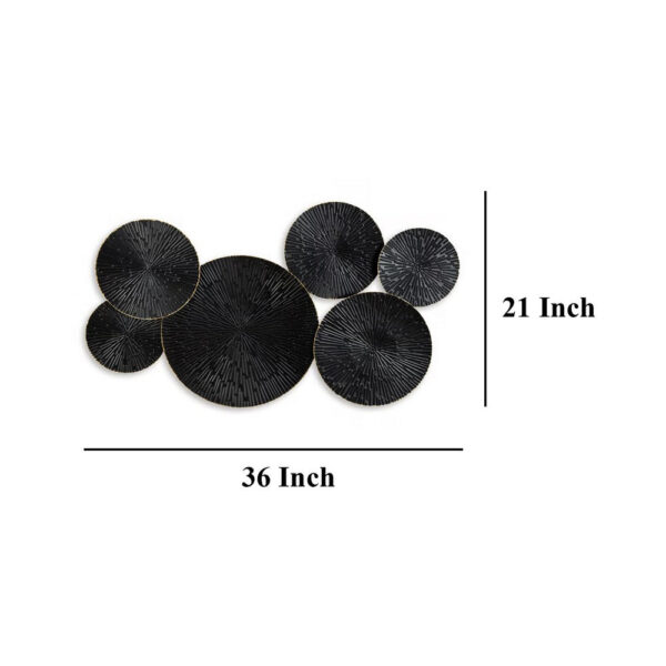 Decorative Wall Art, Geometric Metal Sculpture 21x36 Black and Gold