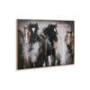 Hose Wall Art, 36x48 Painted Canvas, Brown Black White Running Horses