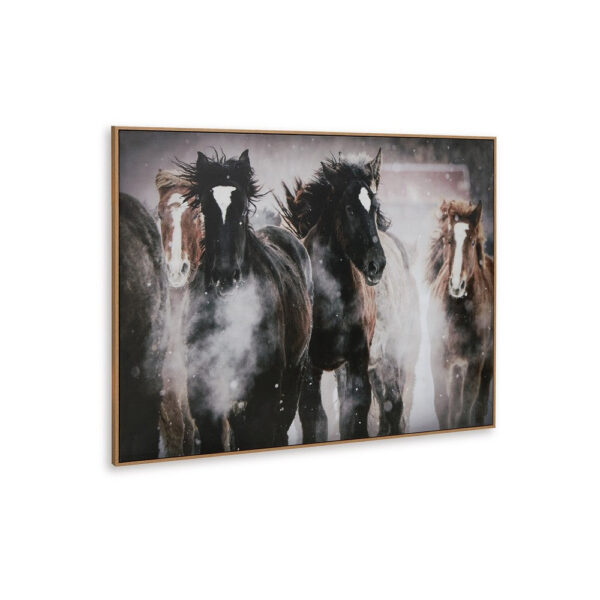 Hose Wall Art, 36x48 Painted Canvas, Brown Black White Running Horses