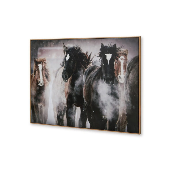 Hose Wall Art, 36x48 Painted Canvas, Brown Black White Running Horses